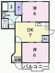 グレイス・ヴィラ 2DKの間取図画像