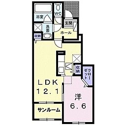 エクセレント　ニコＣ 1階1LDKの間取り
