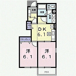ヴィラシーサイド 2DKの間取図画像