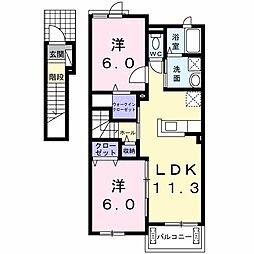 メゾンド芳浜 2LDKの間取図画像