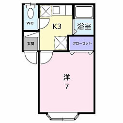 セジュール青山 1Kの間取図画像