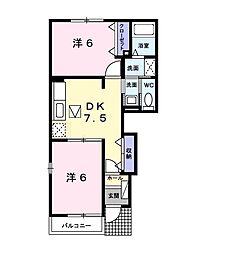 エピナールB 2DKの間取図画像