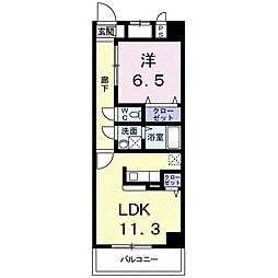 キュウブ由布川 1LDKの間取図画像