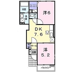 ヴィラ宮ノ前参番館 2DKの間取図画像