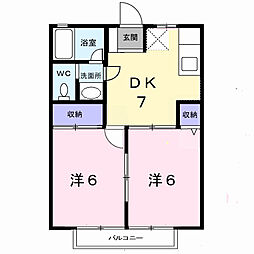 ミルキーウェイ 2DKの間取図画像