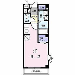 シャルマン・アヴニュー 2階ワンルームの間取り
