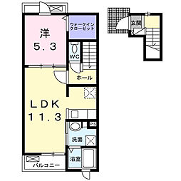 グラース 2階1LDKの間取り