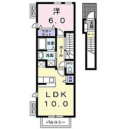 アルテミスII 2階1LDKの間取り