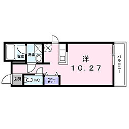 ティアラグレイス 4階ワンルームの間取り