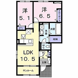 グラン・グラースI 2LDKの間取図画像