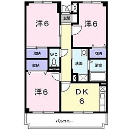 レフィナード南町田 3DKの間取図画像