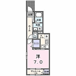 ルーツショアII 1階1Kの間取り