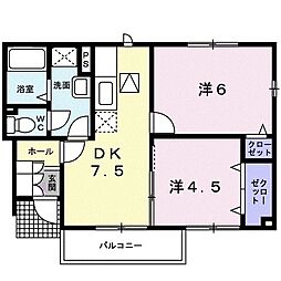ピュアメゾン 2DKの間取図画像