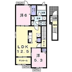 シェーン・プラッツ 2階2LDKの間取り
