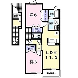 アッティーヴォB 2LDKの間取図画像