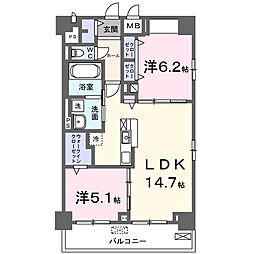 グランピア甚 2LDKの間取図画像