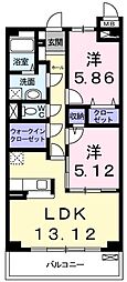 レフィナード 2LDKの間取図画像