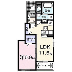 ＫＡＳＨＩＷＡ 1階1LDKの間取り