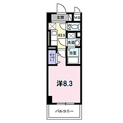 パラドール 1Kの間取図画像
