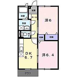 ファミール三次A 2DKの間取図画像