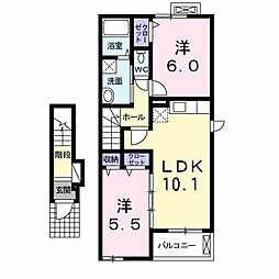 ラフォーレＣ 2階2LDKの間取り