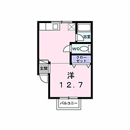 バーン荒町B棟 ワンルームの間取図画像