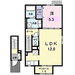 メンリッヒェン・ウッド 2階1LDKの間取り