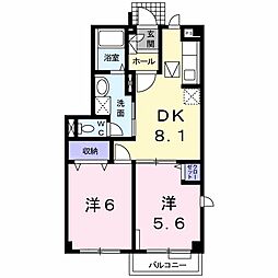ミーティスＮ 1階2DKの間取り