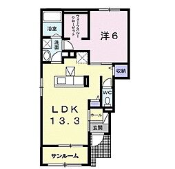 サンライズ天王西 1LDKの間取図画像