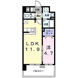 ミッドフォート2 1LDKの間取図画像
