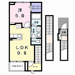 コロレ宝永町 1LDKの間取図画像