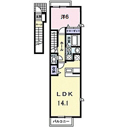 スプラウト大山 2階1LDKの間取り