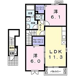 シェーネB 2LDKの間取図画像