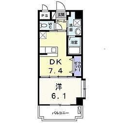 カレントA.R.K 1DKの間取図画像
