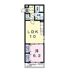シャルマン 3階1LDKの間取り