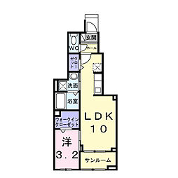 雀宮町アパート(028256101) 1LDKの間取図画像