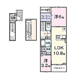 雀宮町アパート(028256101) 2LDKの間取図画像