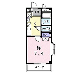 リヴェールmaki2 1Kの間取図画像