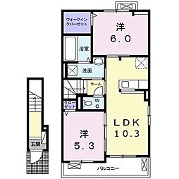プラシードM 2LDKの間取図画像