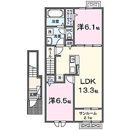 新屋北浜町アパート(028704401) 2LDKの間取図画像