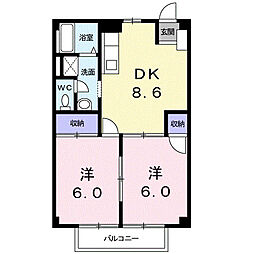 マルトコテージ1 2DKの間取図画像