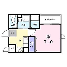 ヴァンベェール27 1Kの間取図画像