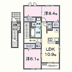 パークサイド車屋 2LDKの間取図画像