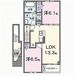 メグ・クレール A 2LDKの間取図画像
