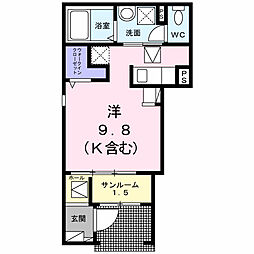 ソレイユ フルール III ワンルームの間取図画像