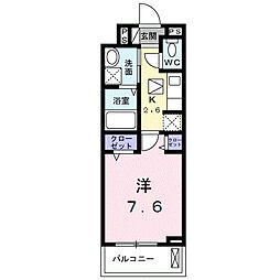 ヒカルサ 小牧田県ウエスト 1Kの間取図画像