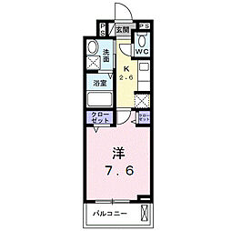 ヒカルサ 小牧田県ウエスト 1Kの間取図画像