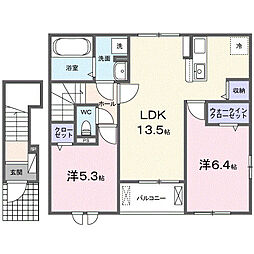 フローラル 2LDKの間取図画像