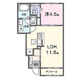 ハレレア テラス 1LDKの間取図画像