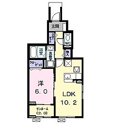 クレール・アンジュI 1LDKの間取図画像